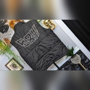 SRH Vintage Y2K Embroidered Men's Black Zipper Puffer Vest XL *Flaws*